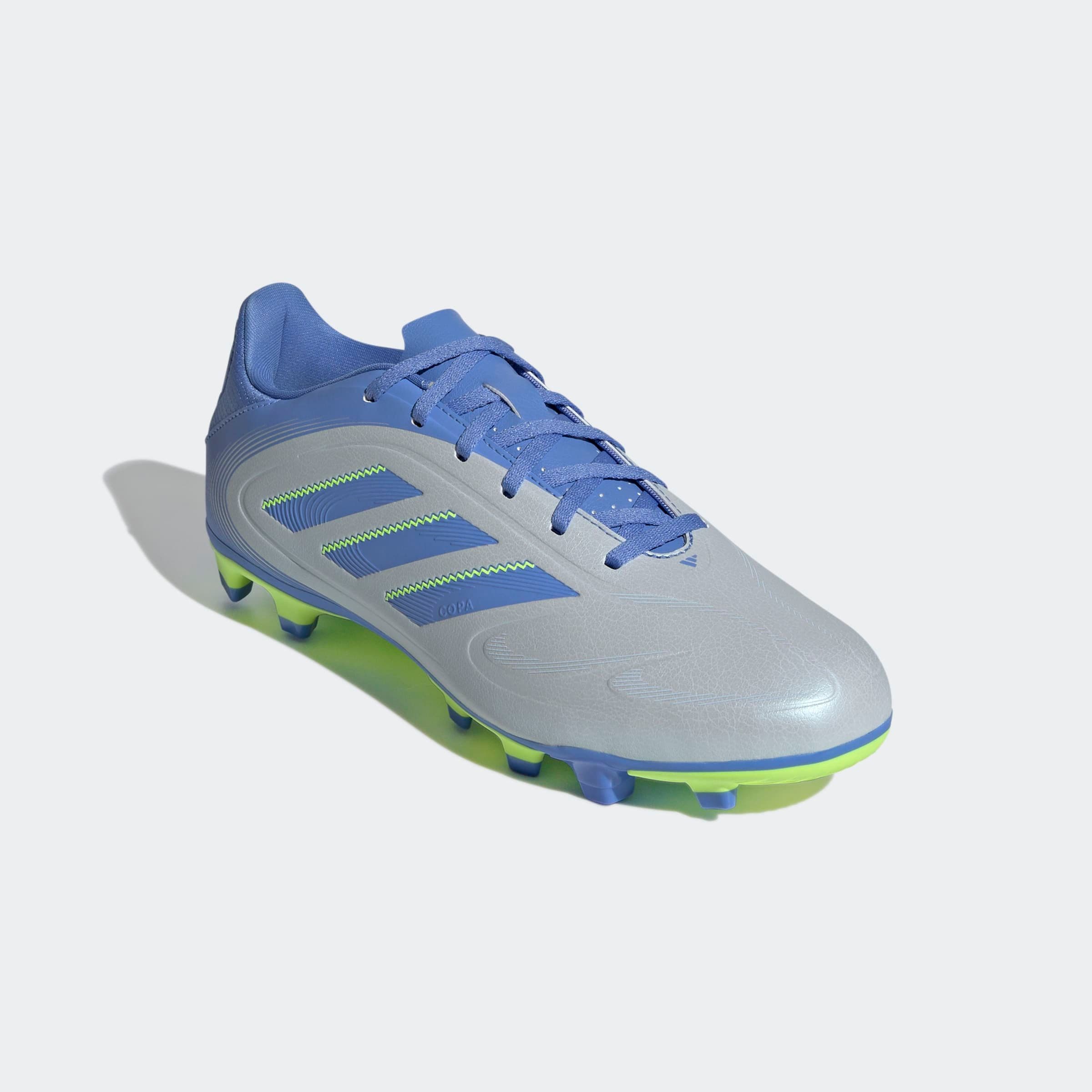 Fußballschuh ADIDAS PERFORMANCE "COPA PURE 3 CLUB FG/MG", Damen, Gr. 46, blau (halo blau, blau fusion, lucid lemon), Synthetik, Schuhe Fußballschuh, für Rasenplätze