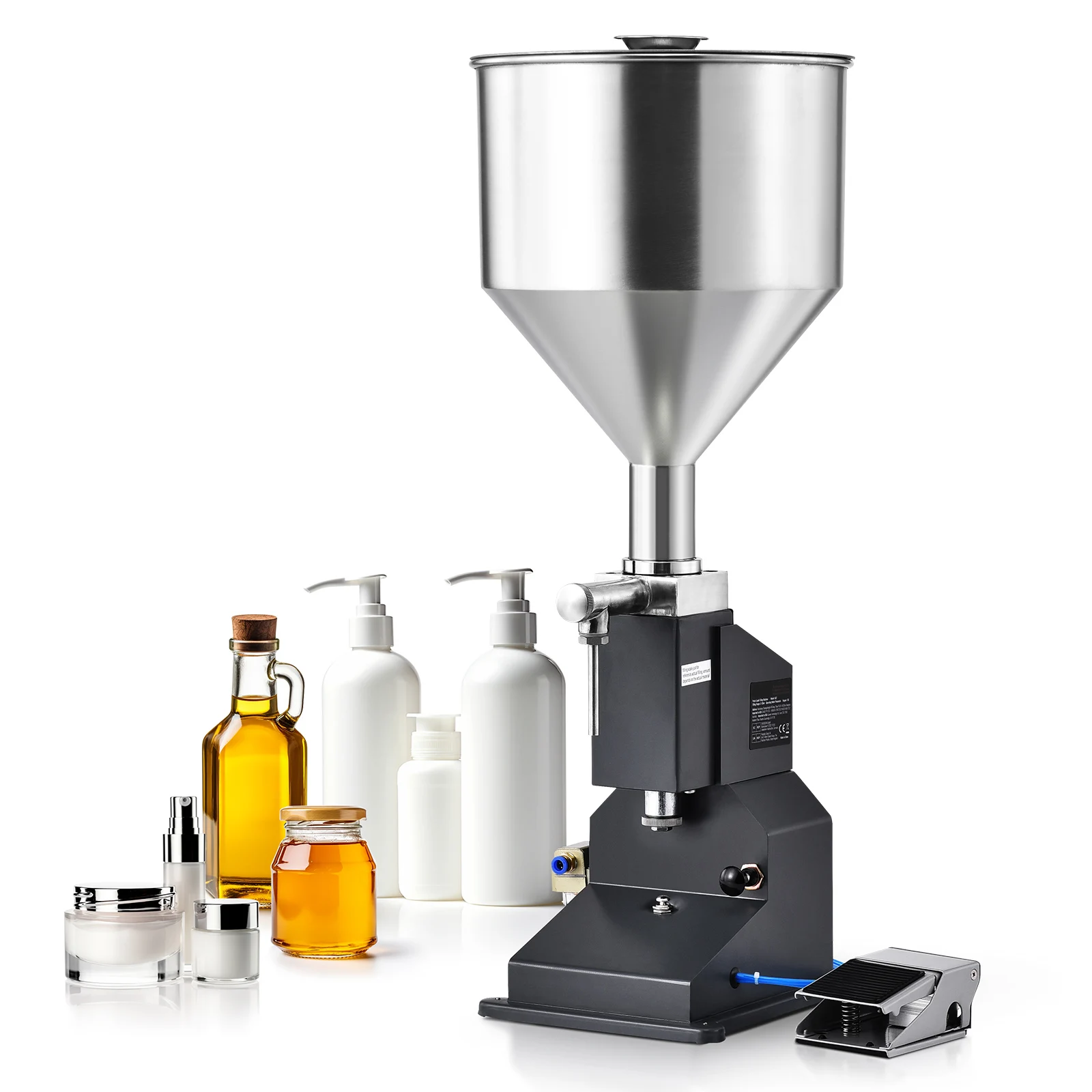 SucceBuy 5–50 ml A02 pneumatische Flüssigkeitsfüllmaschine mit Pedalpaste, Flaschenfüller für Milchwasserglanz-Ausgabeausrüstung Image