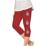 ZACPNCV Girls Capri Leggings Independence Day Print High Waist Kids Leggings Athletic Sports Workout Dance Tights Cropped Pants Red 3-4 Years