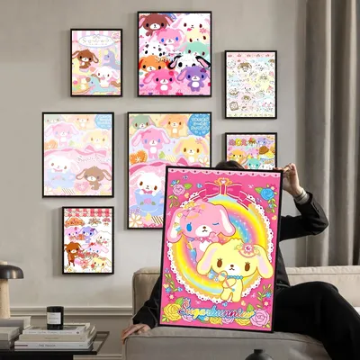 S_sugarbunnies Anime Kawaii Movie Sticky Good Quality Prints And Posters Whitepaper Sticker DIY Room Bar Cafe Vintage Painting