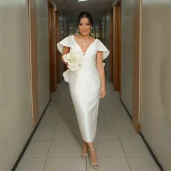 Msikoods-Robe de mariée sirène dos nu à col en V, robe de soirée de mariage, mancherons de Dubaï, personnalisée, tout ce qui est avec un nœud, moderne