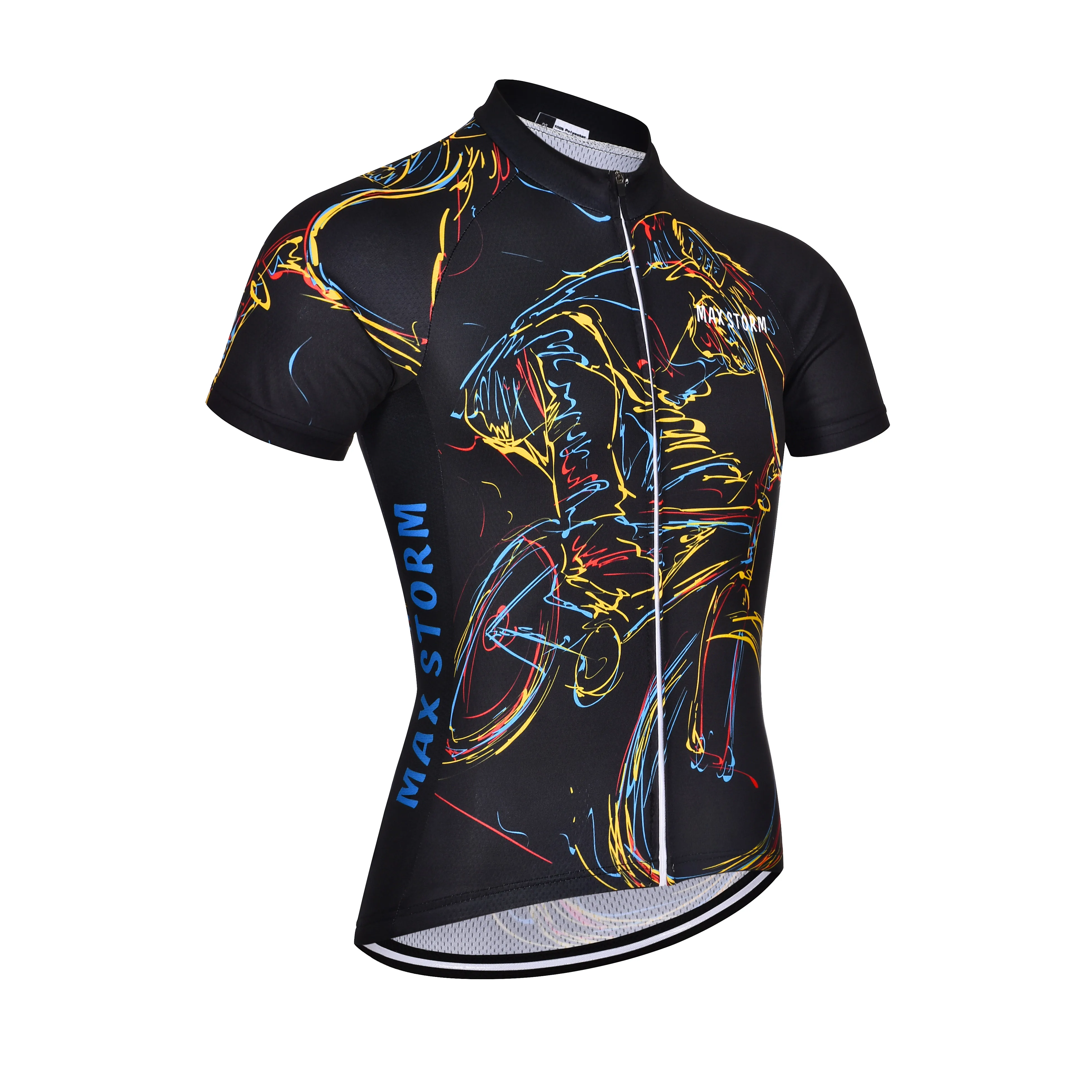 Nouveau Maxstorm hommes à manches courtes équipe de sport respirant VTT vêtements de sport fermeture éclair maillot de cyclisme