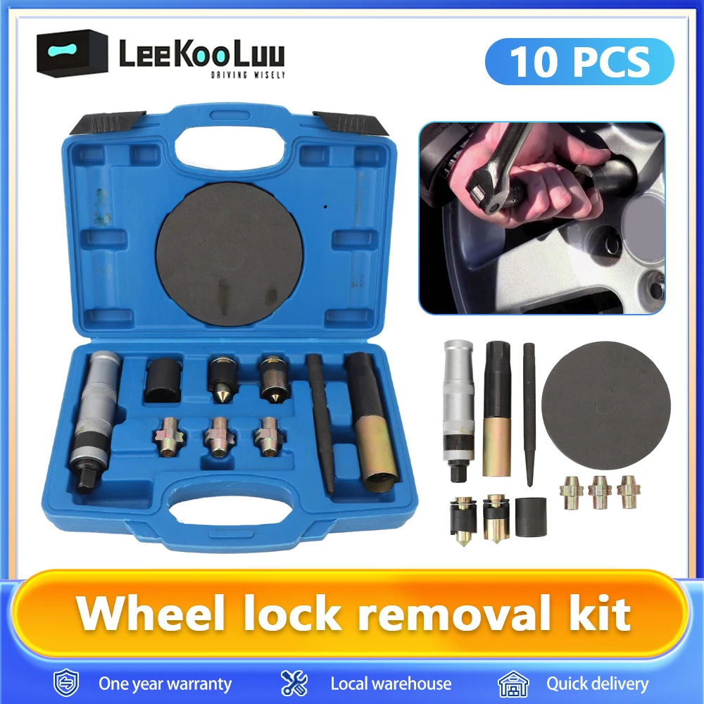 Kit di rimozione del blocco della ruota Leekooluu, Kit di rimozione della sostituzione della chiave del dado della ruota di bloccaggio, compatibile con la maggior parte dei dadi della ruota