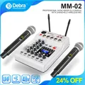 Debra Audio MM-02 Console mixer DJ con microfoni wireless UHF 2 con alimentazione Phantom 48V (mixer audio/console mixer/mixer