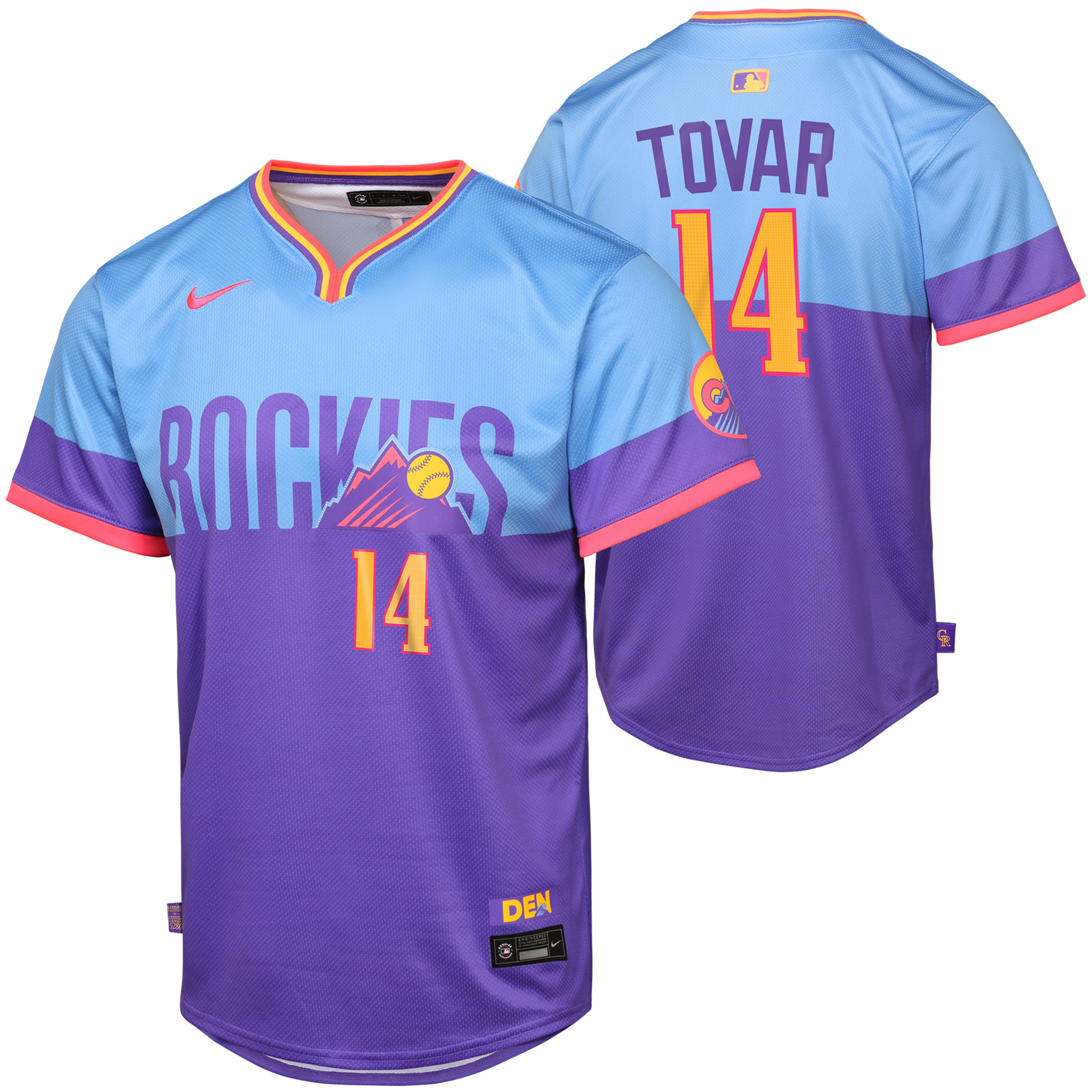 "Colorado Rockies Nike MLB City Connect Limited Trikot – Lila – Ezequiel Tovar – Jugendliche" Image