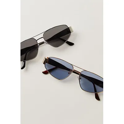 By The Shore Metal Aviator Sunglasses at Free People in Silver/Black