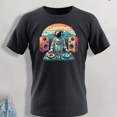 TEMU Astronaut Print T Shirt, Tees For Men, Casual Short Sleeve T-shirt For Summer Image