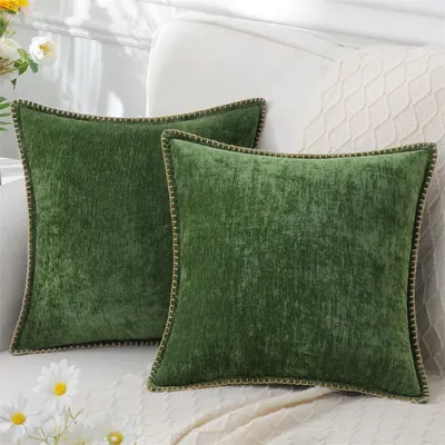 Kitinjoy Chenille-Kissenbezug, 45 x 45 cm, weicher Überwurf, dekorativer quadratischer Kissenbezug Image