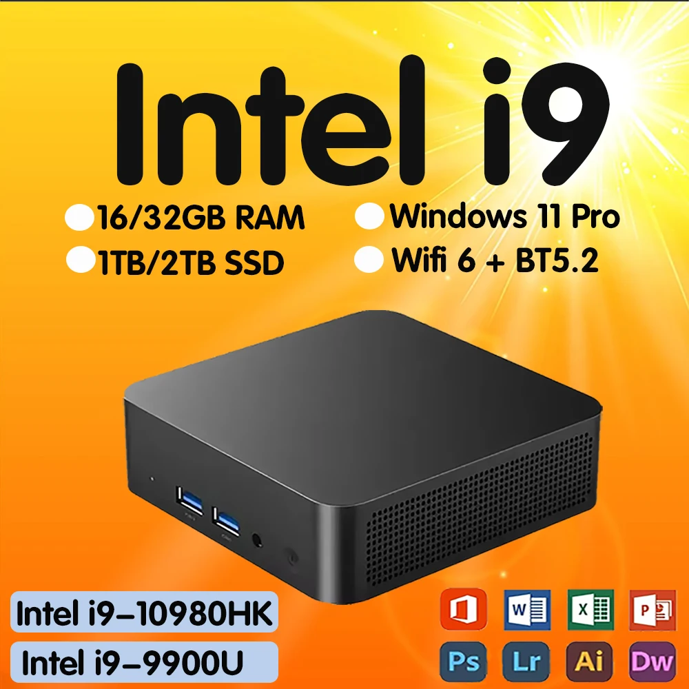 2026 Neuer Windows 11 Intel i9-10980HK Büro-/Heim-Desktop-Computer BT5.2 Mini-PC 16GB 32GB 2TB SSD Tragbarer Gaming-Mini-PC