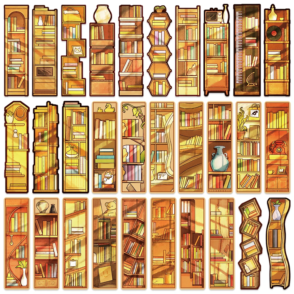 30PCS Cartoon Kreative Lesezeichen Gold Bücherregal Designs Lesezeichen Buch Liebhaber Seite Marker DIY Ästhetische Lesezeichen Kreative Geschenke Image