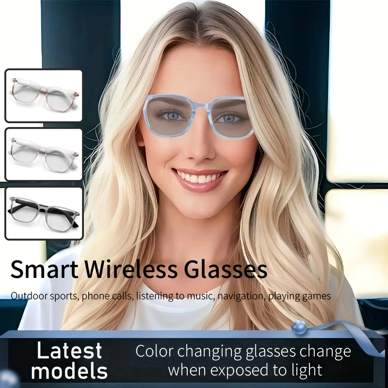 Farbwechselnde intelligente Brille mit Lautsprecher, Bluetooth-Anruf, kabelloses Audio, Touch, Freisprecheinrichtung, Stereo-Musikkopfhörer, Sonnenbrille Image