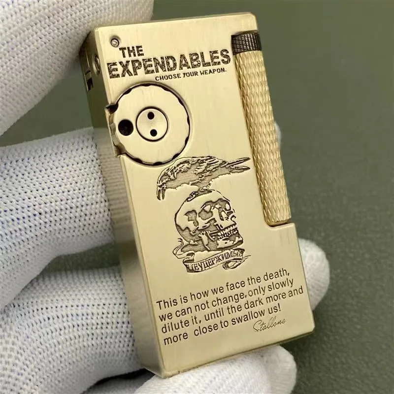 Neue Doppel Öl Fach Hebe Arm Kerosin Feuerzeug Hand Geschnitzte Seite Pulley Messing Feuerzeug männer Sammlung Geschenk Image