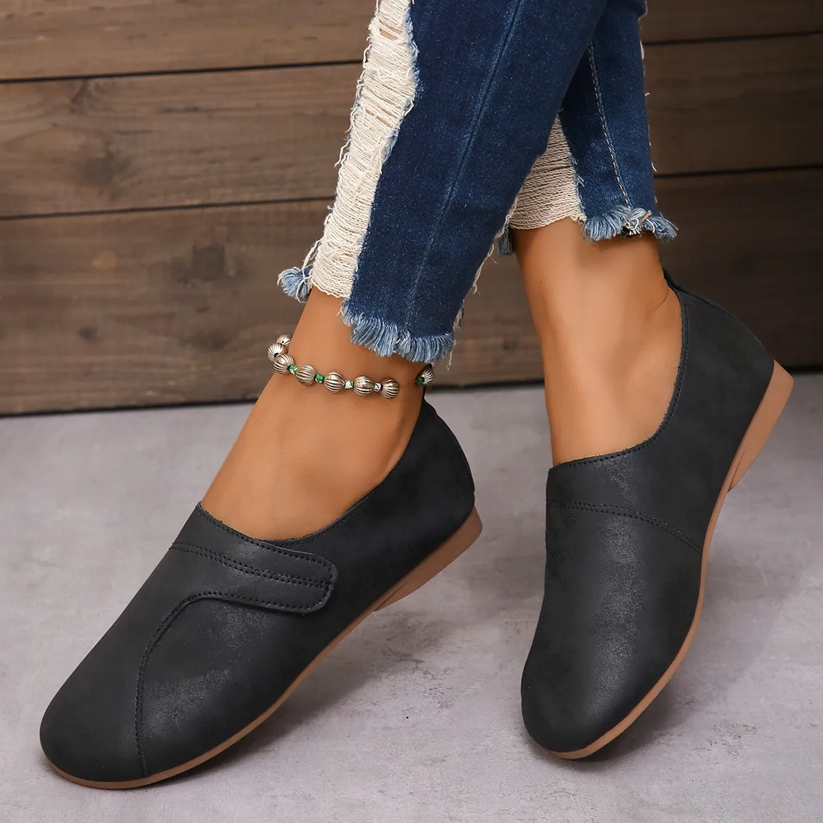 Damen-Turnschuhe, 2025, neue Retro-Freizeit-Lederschuhe für Damen, lässig, bequem, atmungsaktiv, runde Kopf-Turnschuhe für Damen