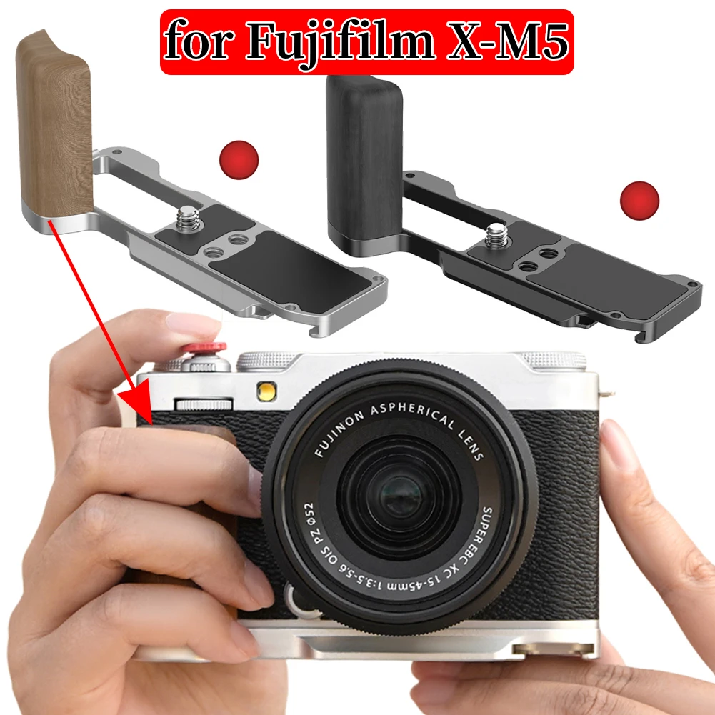 Für Fujifilm XM5 Fuji X-M5 Kamera Holz Hand Grip Griff Aluminium Basis L Bord L-Form Halterung Platte kamera Zubehör Image