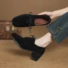 2023 neue Frühjahr Frauen Pumpen Kid Wildleder Schuhe für Frauen Karree Blockabsatz Schuhe Frauen Müßiggänger Designer Damen Schuhe