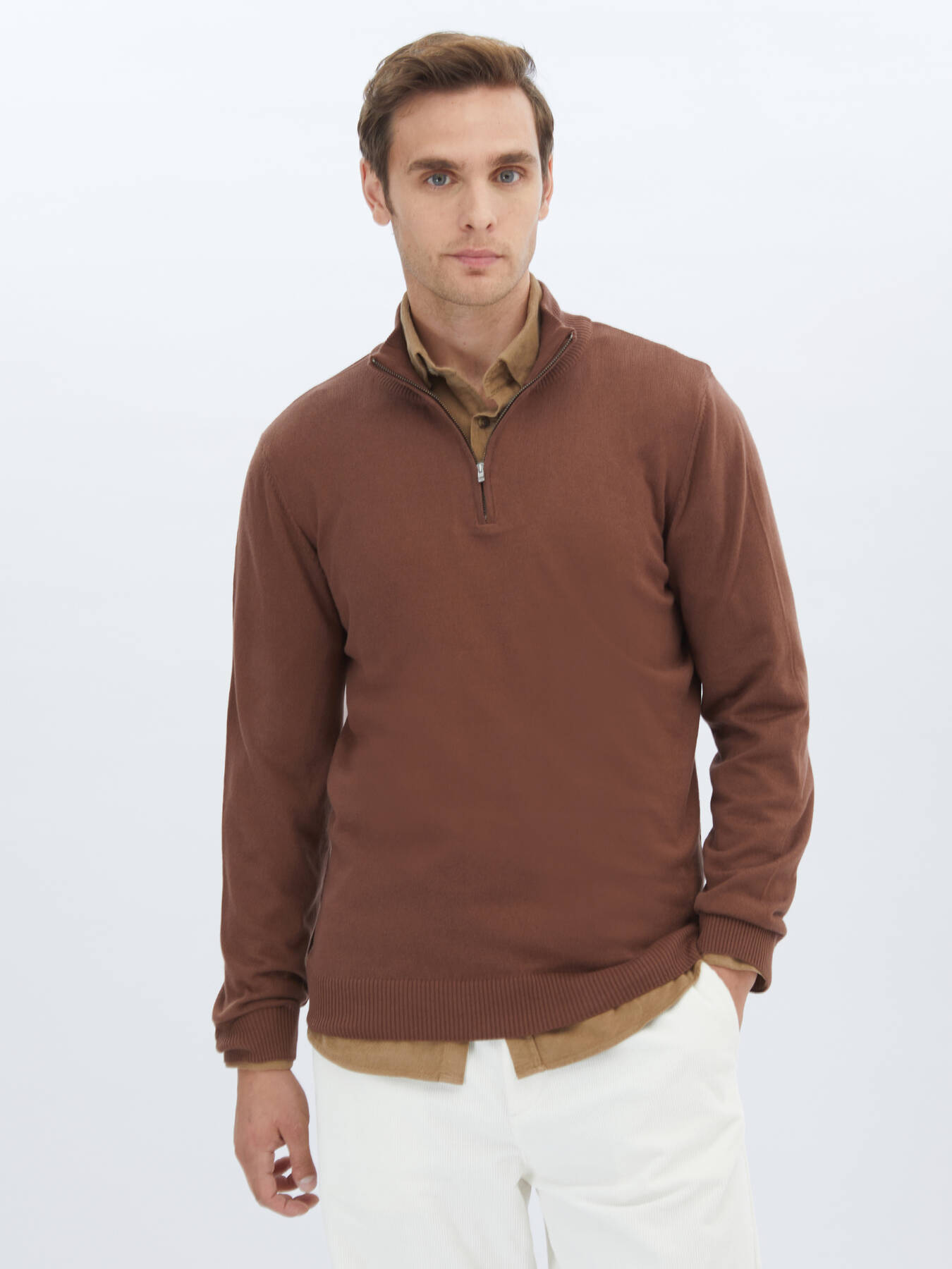 Gemusterter Strickpullover aus Baumwollmischung Image