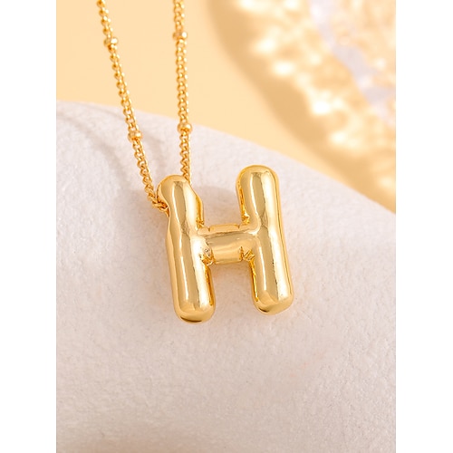 Collana con ciondolo a forma di lettera a bolla placcata in oro – ciondolo personalizzato con 26 iniziali dell'alfabeto per donne e ragazze – stile minimalista alla moda per compleanni, lauree o uso quotidiano