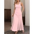 Per donna Abito maxi Abito a trapezio Abito Estivo Abito a spalle scoperte Vacanza Casual Feste Data Vestibilità regolare Tinta unica Grafico Senza Maniche Collo quadrato Nero Bianco Rosa Grigio
