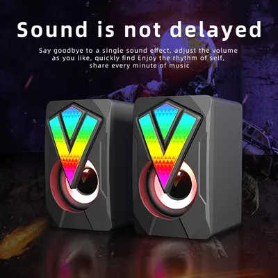 2 PC Wired RGB Gaming Speakers Subwoofer Stereo Surround Music for PC Desktop Subwoofers Computer