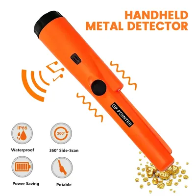 Metal Detector Outdoor Adventure Handheld Metal Detector Pinpointer Finder Waterproof 360° Side Scan