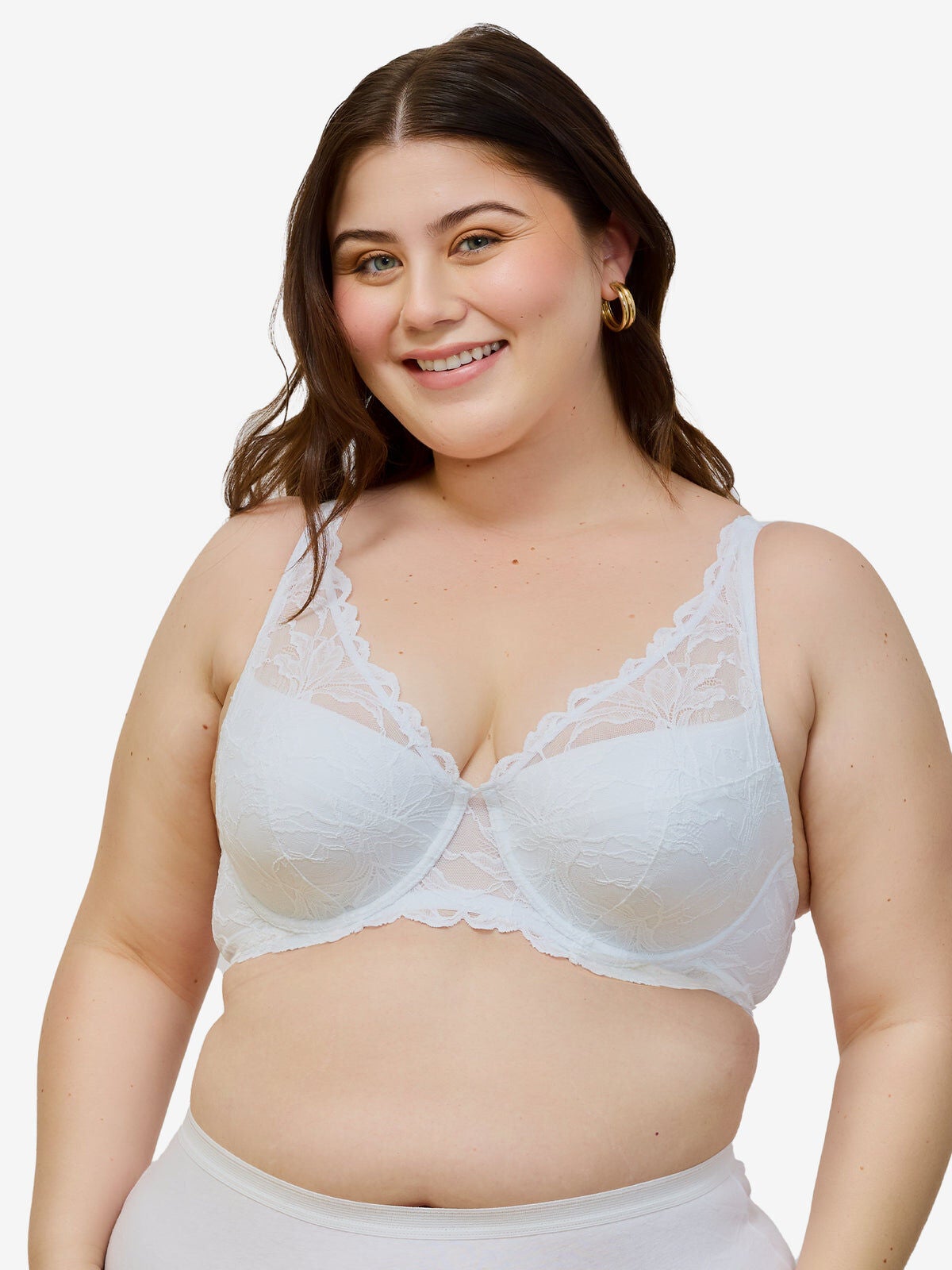 Plus Size Women's The Willow - Lace Plunge Underwire Bra by Leading Lady in White (Size 46 A)