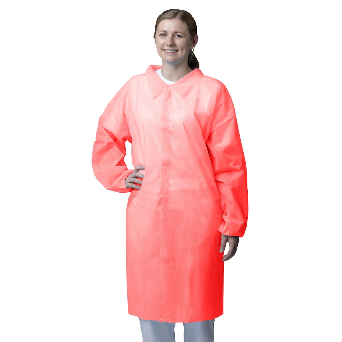 MCD Medical Care Dental GmbH NITRAS PP-Besuchermantel mit Hemdkragen - Gr. 3XL - 50 Kittel - rot Image