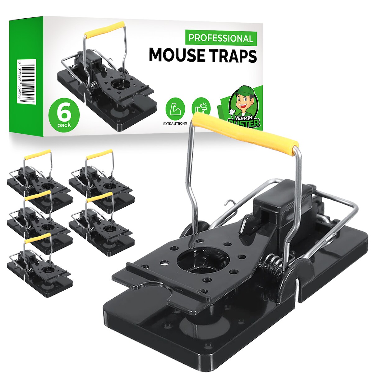 VerminBuster Mausefalle 6 Stück - Mausefalle - Für drinnen und draußen - Professionelle Mausefallen Image