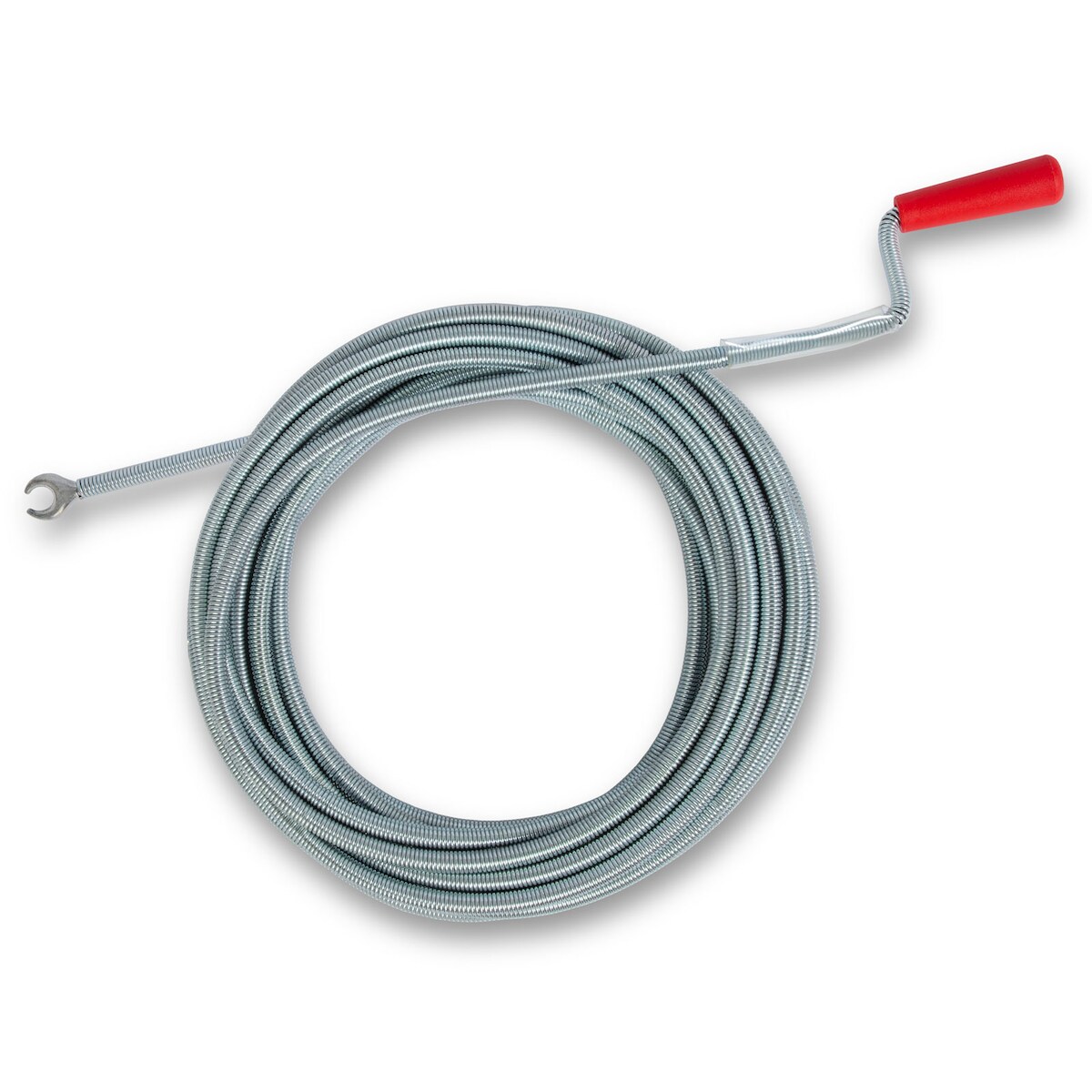 EBERTH Rohrreinigungsspirale 10m, Ø 9mm, für Rohre ab Ø 40mm, mit krallenförmigem Bohrkopf, Abflussreiniger für WC und Abflüsse gegen Verstopfungen Image