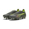 Fußballschuh PUMA "ULTRA 5 MATCH MxSG Fußballschuhe Erwachsene", Gr. 44, matte aged silber gelb alert blau gray, Obermaterial: Textil, Synthetik; Futter: Textil, Synthetik; Innensohle: Textil; Laufsohle: Synthetik, Schuhe