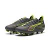 Fußballschuh PUMA "ULTRA 5 PRO FG/AG Fußballschuhe Jugendliche", Kinder, Gr. 37.5, matte aged silber gelb alert sun struck blau pink, Obermaterial: Textil, Synthetik; Futter: Textil, Synthetik; Innensohle: Textil; Laufsohle: Synthetik, Schuhe