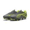 Fußballschuh PUMA "ULTRA 5 PLAY FG/AG Fußballschuhe Erwachsene", Gr. 47, matte aged silber gelb alert blau gray, Obermaterial: Synthetik, Textil; Futter: Textil; Innensohle: Textil; Laufsohle: Synthetik, Schuhe