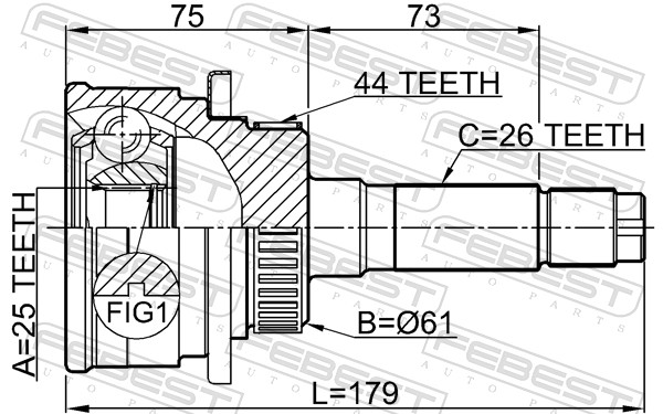 FEBEST Gelenksatz, Antriebswelle 0510b25a44 Vorderachse für FORD MAZDA Image