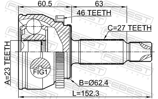 FEBEST Gelenksatz, Antriebswelle 2210soulb2a46 Vorderachse für HYUNDAI Image