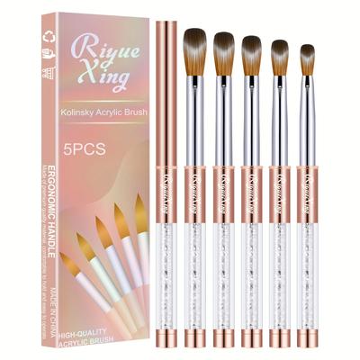 TEMU Kolinsky Nail Brush - Acrylic Nail Brushes For Acrylic Application, Size 6/8/12/14/16 Professional Acrylic Powder Brushes For Nails Extension & 3d Nail Carving Christmas Gift Nail Art Brush For Image