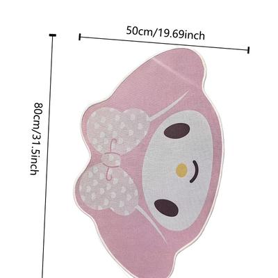 TEMU For Kuromi & For Hello Kitty Cartoon Mat - Pink , Soft Polyester, Lightweight Rubber Backing, Machine Washable, Ideal For Bedroom, Vanity, Or Basket Decor, Bedroom Decor | Design | Durable Mat Image