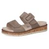 Pantolette CAPRICE, Damen, Gr. 38, grau (taupe), Veloursleder, casual, Schuhe, Keilabsatz, Sommerschuh, Bequemschuh mit Zierschnalle