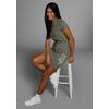 Jerseykleid KANGAROOS, Damen, Gr. 44/46, N-Gr, grün (khaki), Single Jersey, Obermaterial: 95% Baumwolle, 5% Elasthan, unifarben, bedruckt, casual, Po-bedeckend, V-Ausschnitt, Kurzarm, Kleider, im sportlichen Look, mit Print und Bindeband in der Taille