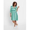 Sommerkleid CASUAL LOOKS "Kleid", Damen, Gr. 48, Normalgrößen, grün (grün, blaugrün, gestreift), 100% Viskose, gemustert, mehrfarbig, gestreift, kurz, Rundhals, 3/4-Ärmel, Kleider