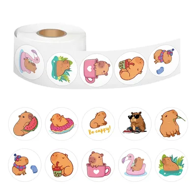 500 Stück lustige Capybara-Cartoon-Aufkleber, Rolle, niedliches Tier, DIY, Laptop, Belohnungsaufkleber, Kawaii-Siegeletikett, Dekoration, Abziehbilder für Kinder Image
