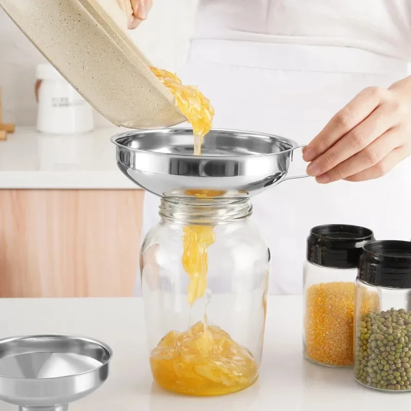 Edelstahl-Trichter mit breiter Öffnung, Einmach-Trichter, Tasse, Marmelade, Salatdressing, Trichter, Filter für Glas, Dosen, Filteröl, Wein, Wasser, Gewürze