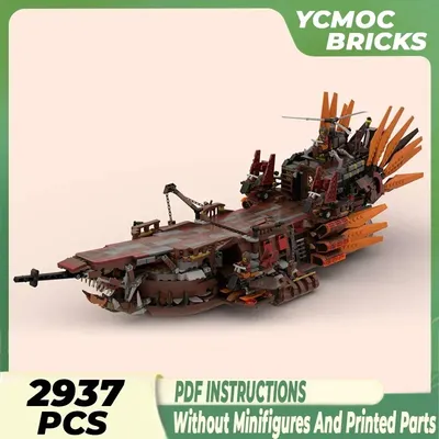 Steampunk Pirate Flugzeugträger Modell Moc Bausteine Die Punk Shark Technologie Blöcke Geschenk Image
