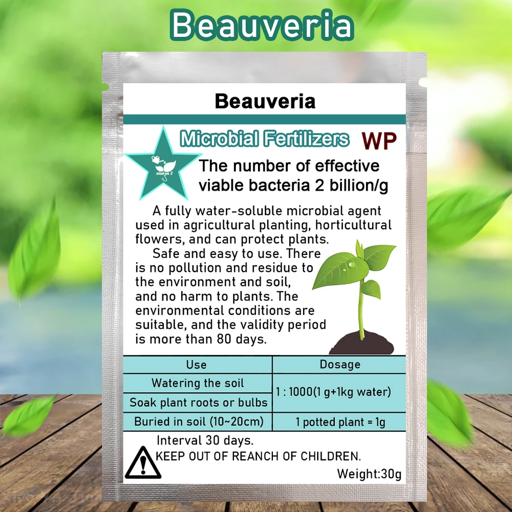 30 g Beauveria Mikrobieller Dünger, vollständig wasserlöslicher Dünger, Pflanzen- und Lebensmittelmittelmittel, schützt Pflanzen für den Gartenbauernhof Image