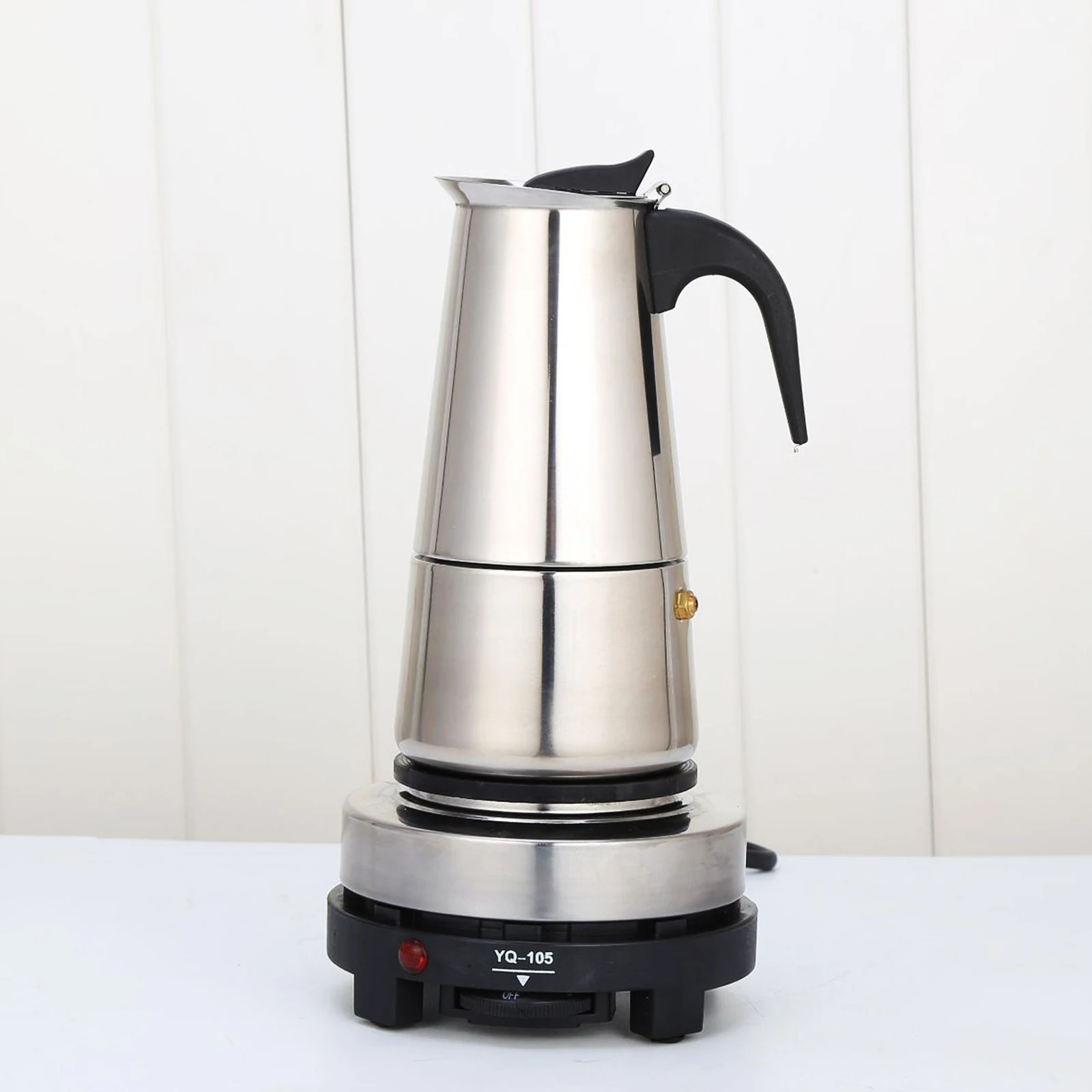 300 ml/10,56 oz Espressomaschine mit großem Fassungsvermögen und 500 W leistungsstarkem Elektroherd, Mokka-Kaffeekanne aus Edelstahl mit integriertem Filter Image