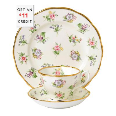 Royal Albert 100 Years Of Royal Albert 1920 Spring Meadow 3Pc Place Setting With $11 Credit