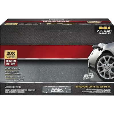 new 317284 RockSolid Polycuramine 2.5 Car Garage Floor Coating Kit, Dark Gray