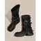 High Quality Genuine Leather Fashion Belt Buckle Long Boots Spring Women Shoes Round Toe Square Heel