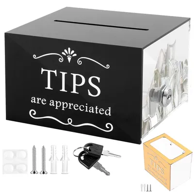 Acrylic Donation Box Clear Suggestion Trading Ballot Raffle Money Ticket Container Tip Jar with