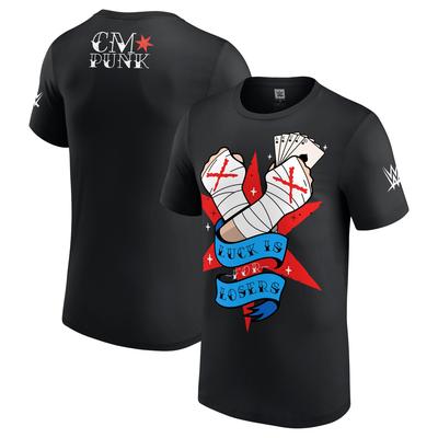 WWE CM Punk Luck Is For Losers Vegas T-Shirt - Black - Mens