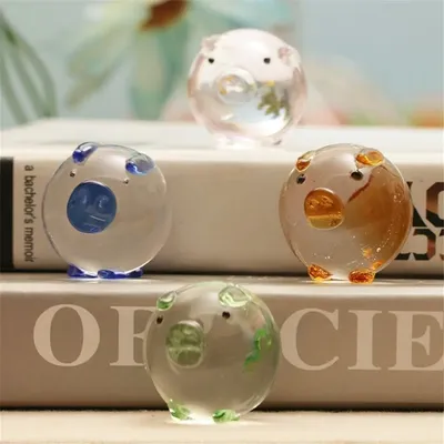 Creative Crystal Little Pig Figurines Home Decoration Handmade Glass Animal Paperweight Crafts