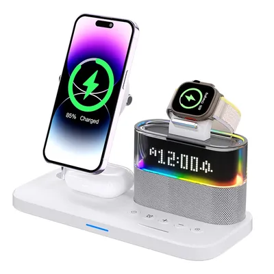 Magnetic Qi2 5 in 1 Multifunctional RGB Night Light Wireless Charger Pad Stand Phone Fast Charging